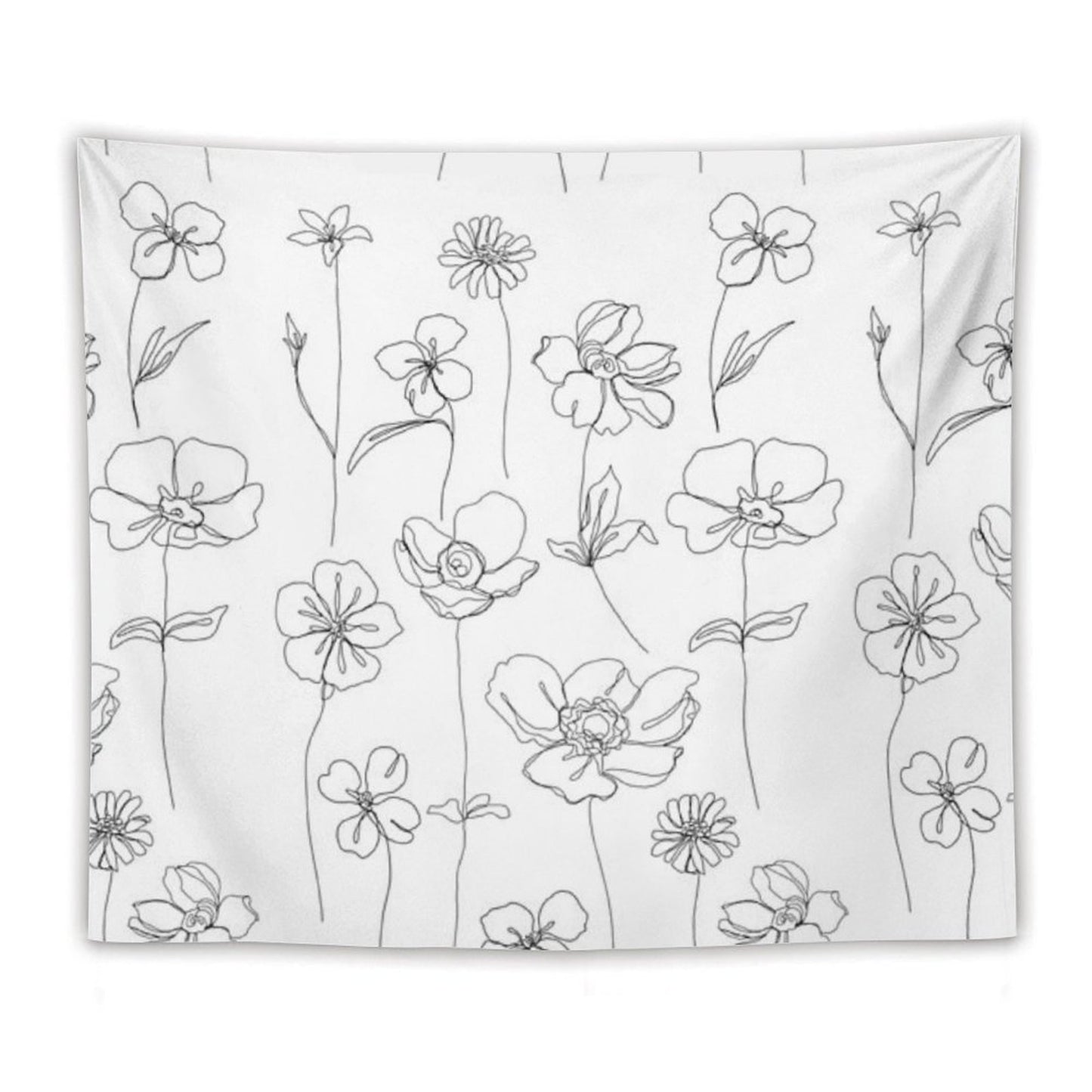 Botanical Floral Illustration - Botanicals White Tapestry