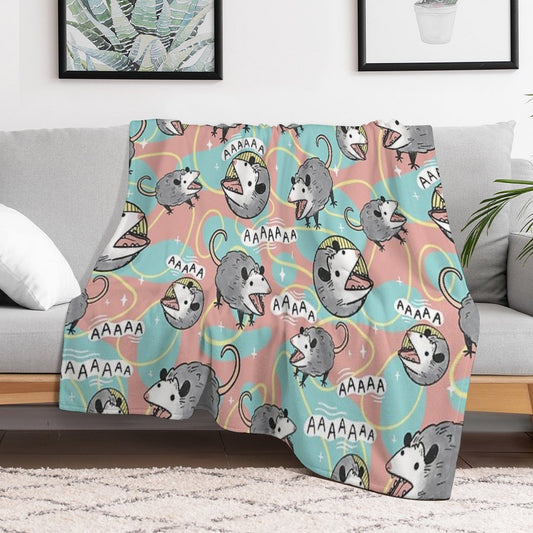 Opossum Screm Throw Blanket