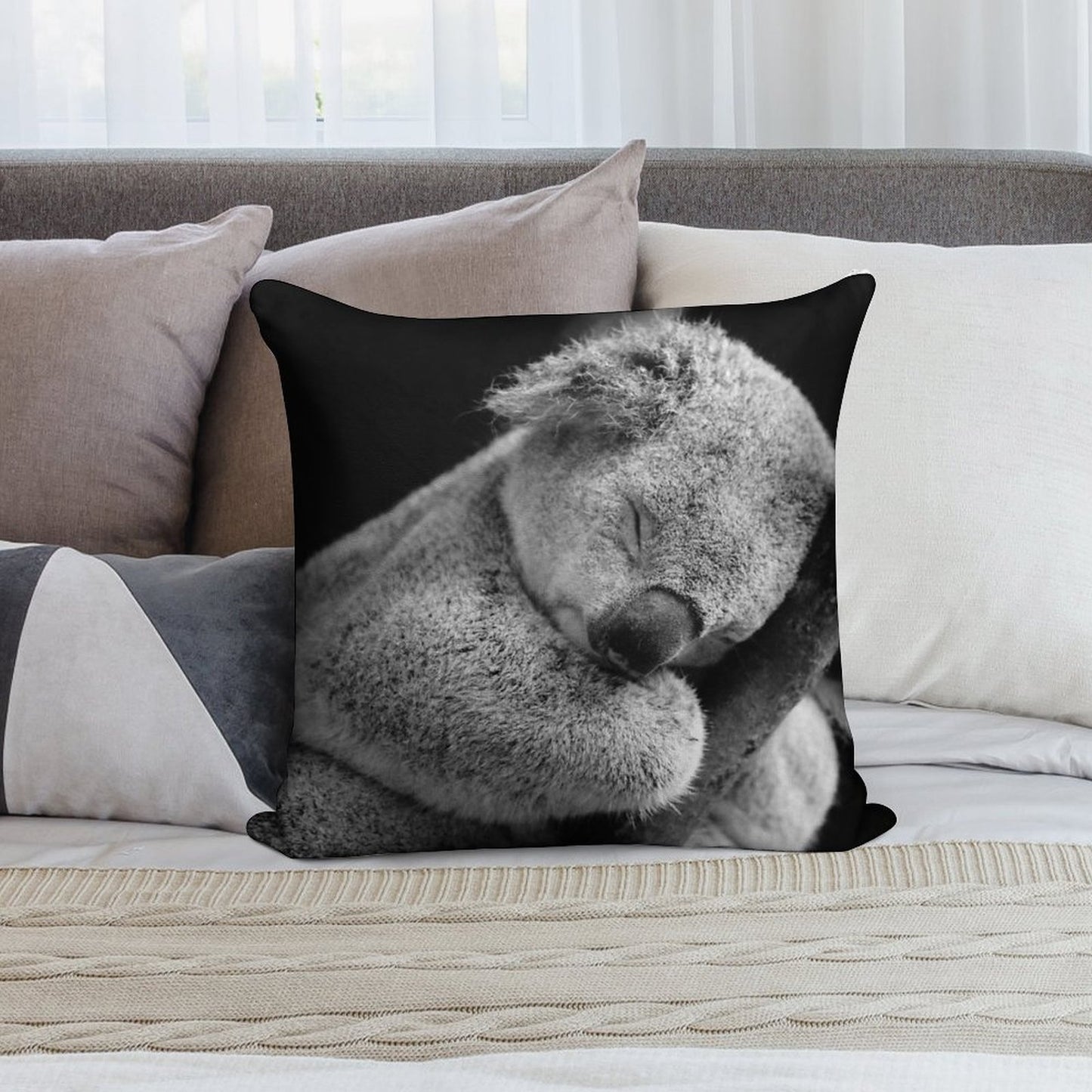 Wake Me Later - Sleeping Koala Soft Durable Construction Throw Pillow