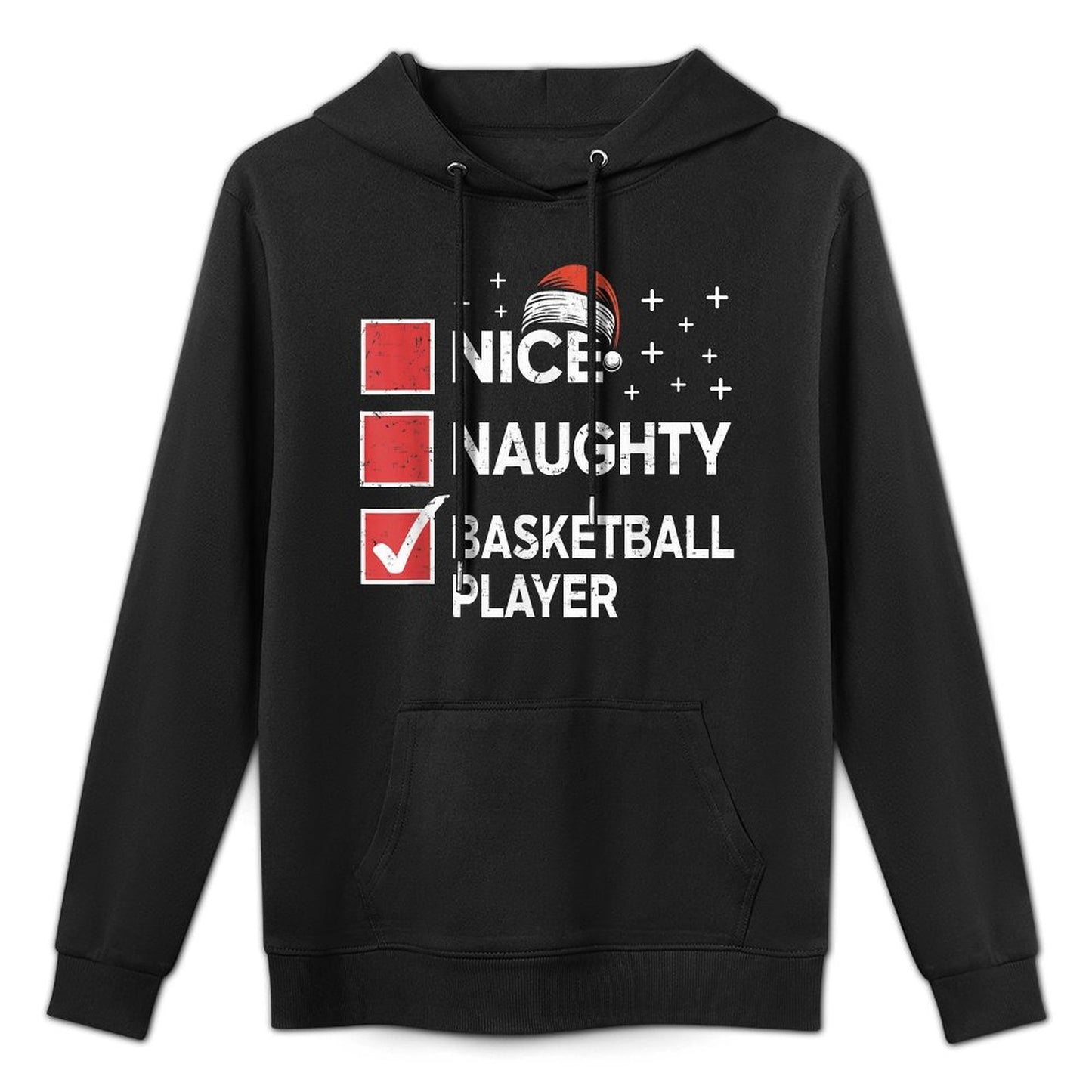 Christmas Nice Naughty Basketball Player Xmas List Santa Hat Moisture-Wicking Hoodie