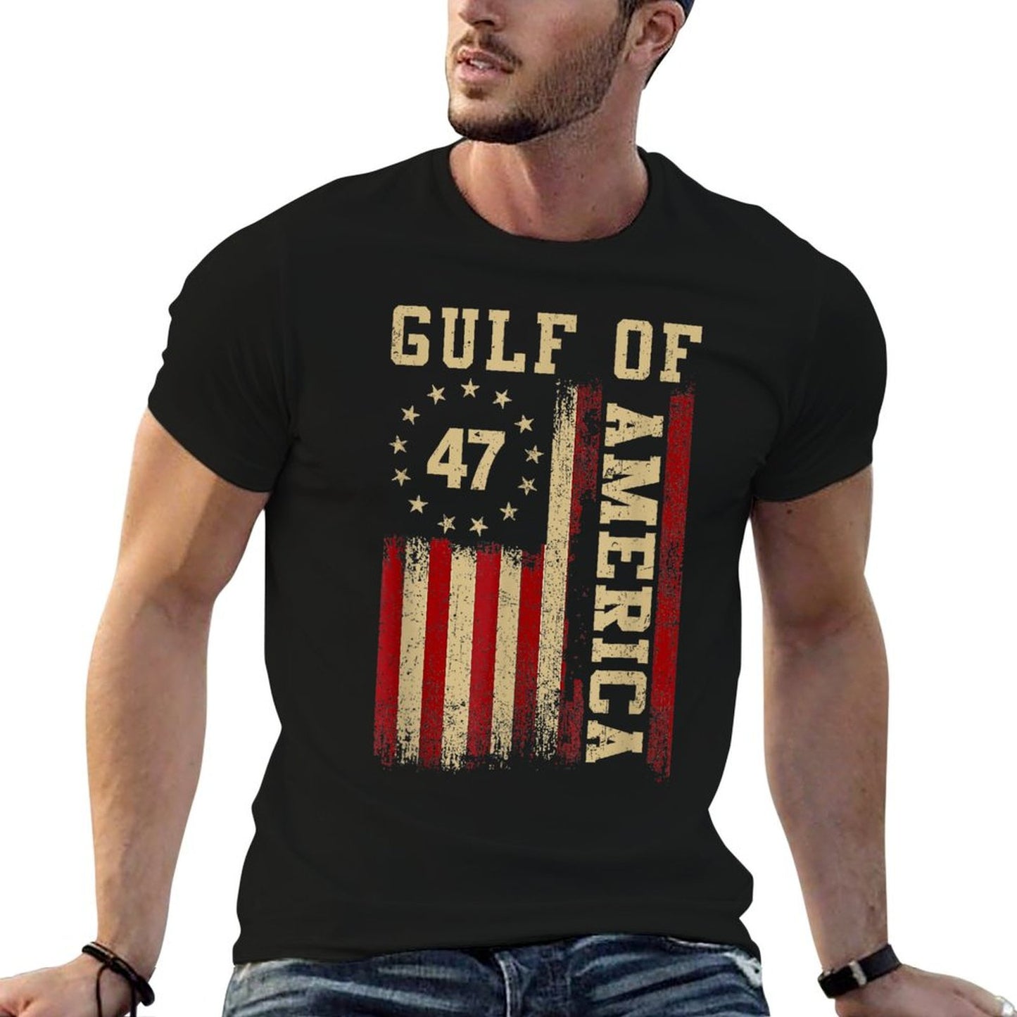 Gulf of Merica Retro Vintage USA Flag Mens Women T-Shirt