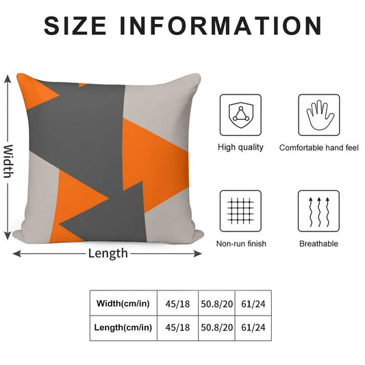 Orange And Grey Triangles Soft Luxury Feel Throw Pillow