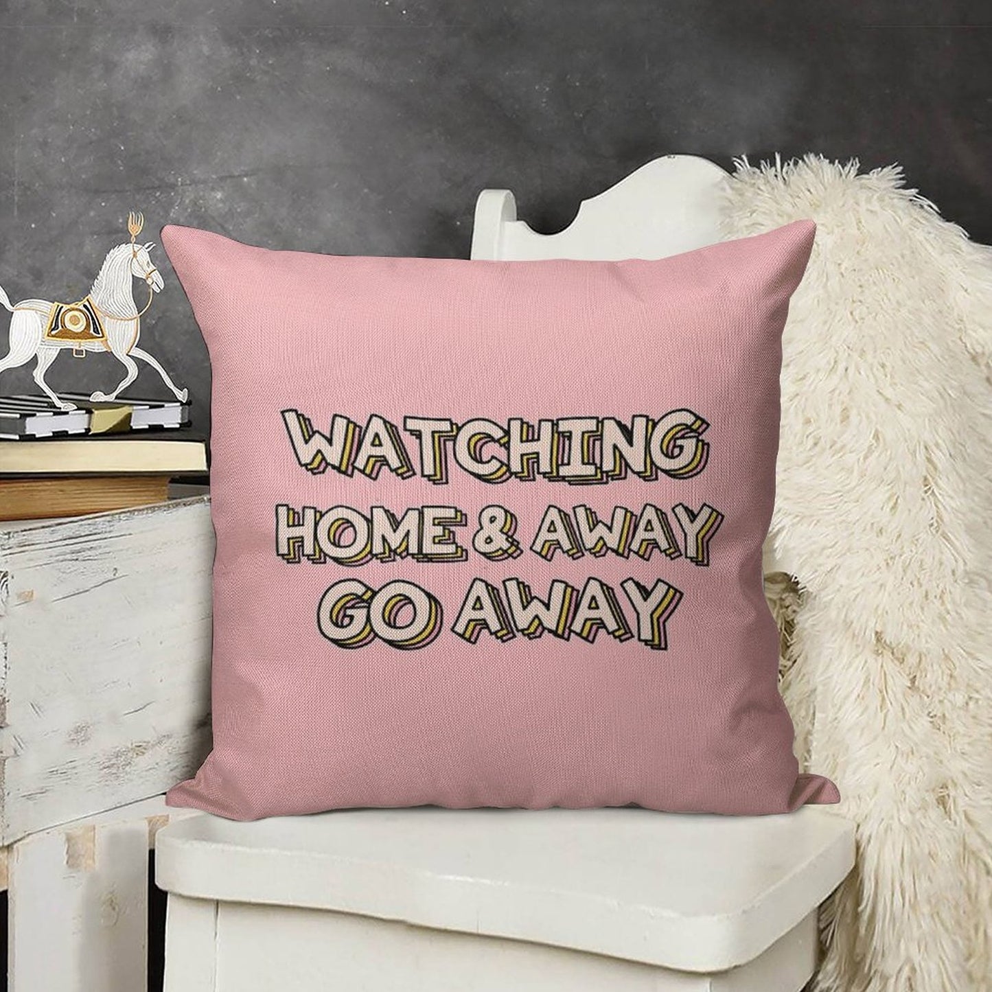 Watching Home & Away Go Away Linen Throw Pillow Cover