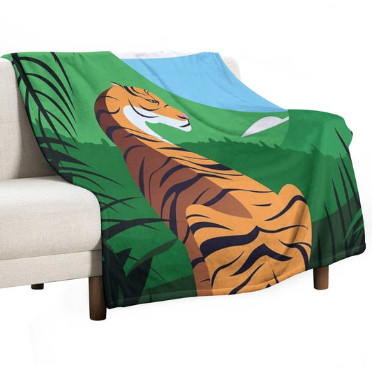Tropical Tiger Throw Blanket