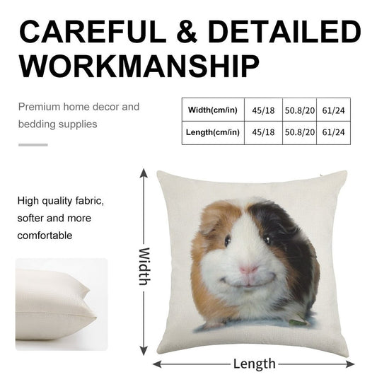 Keep Smiling with Angeelo The Guinea Pig! Linen Throw Pillow Cover