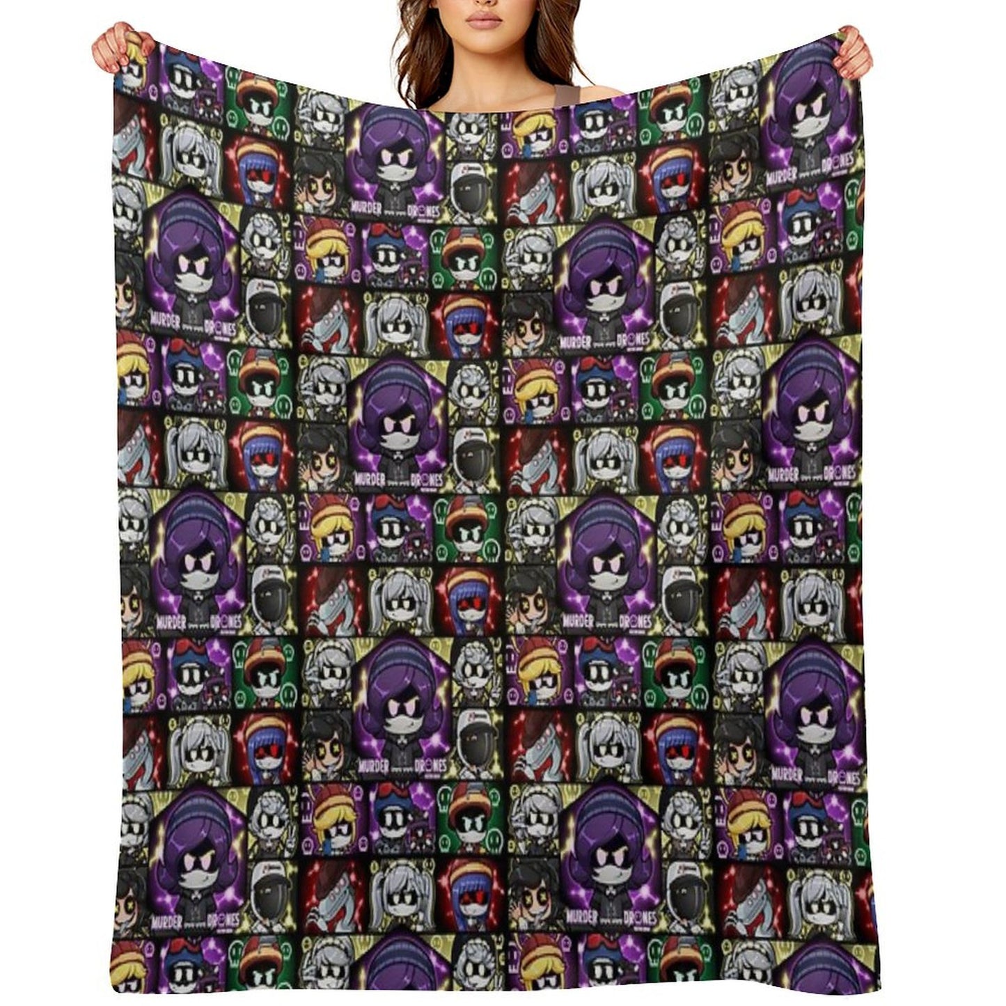 Murder Drones Fanart Chibis Throw Blanket