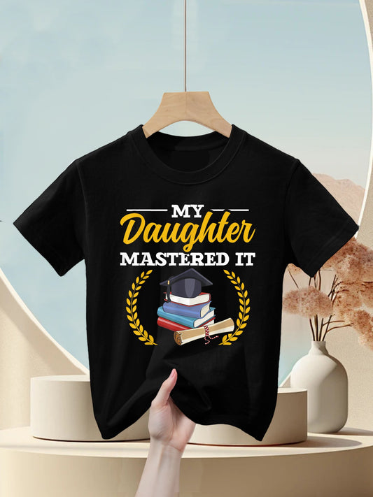 Funny My Daughter Mastered It Daughter Masters Graduation Kids T-Shirt