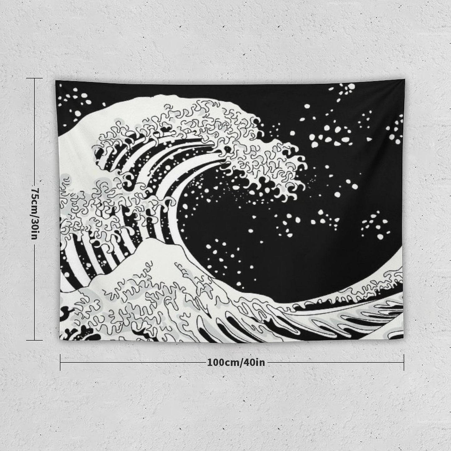 Black And White Great Wave Tapestry