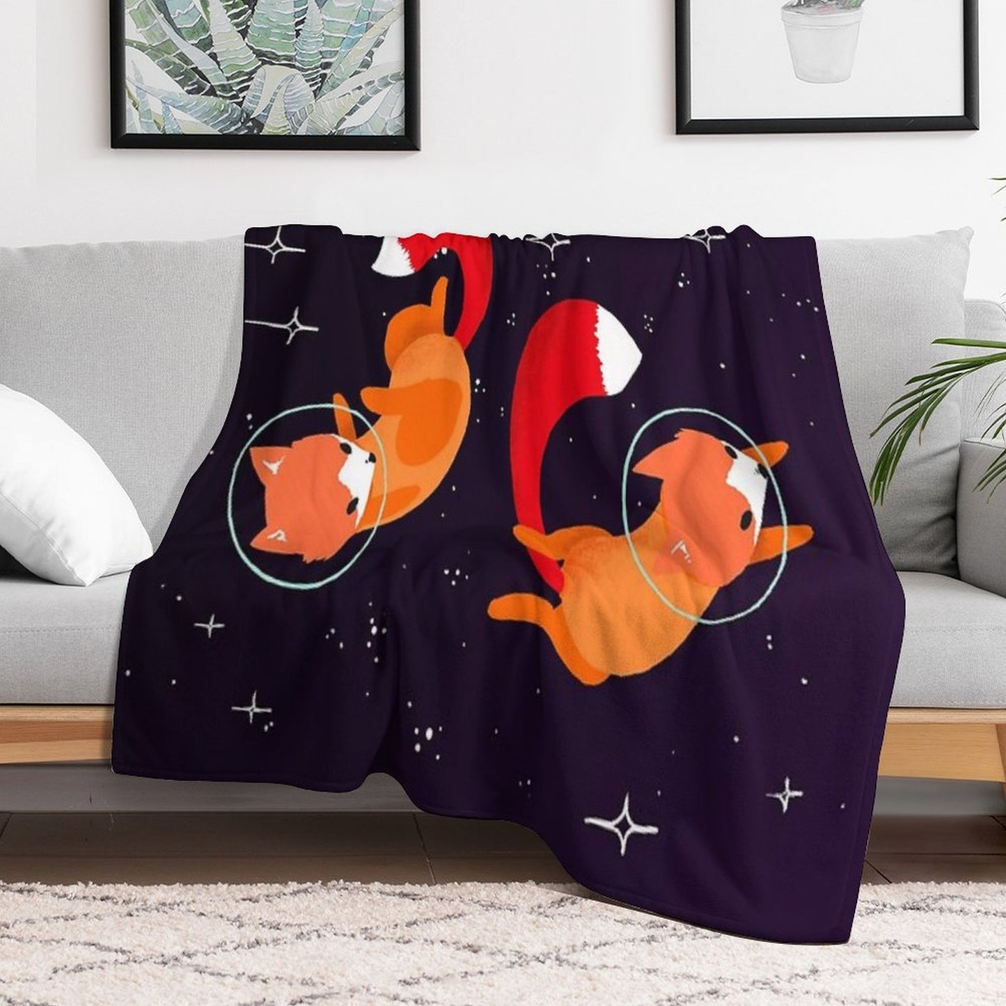 Space Foxes Throw Blanket