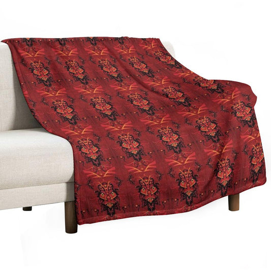 Red Samurai Shaman Throw Blanket
