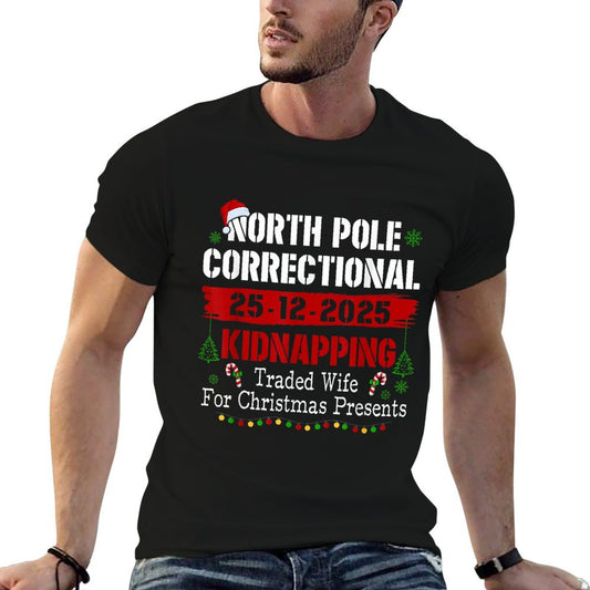 North Pole Correctional Kidnapping Traded Wife Christmas Ribbed Collar T-Shirt