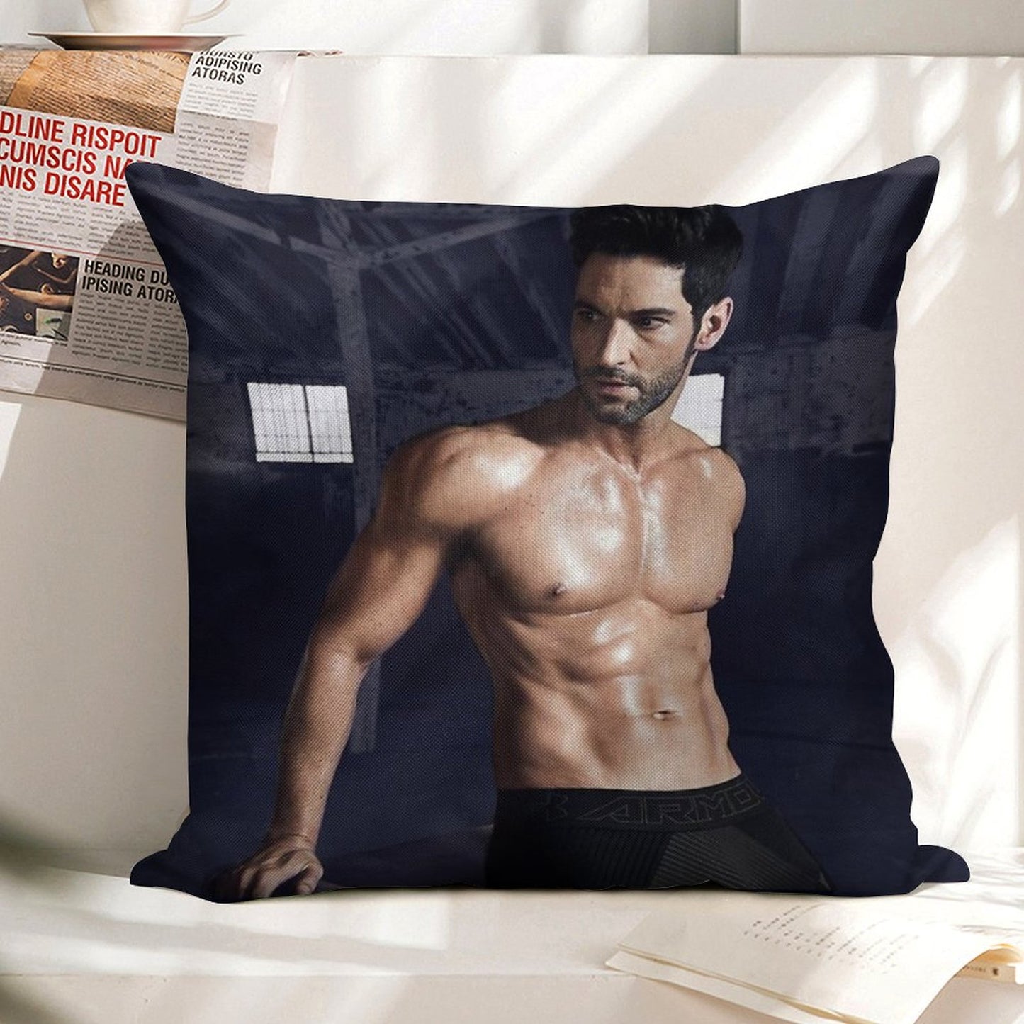 Tom Ellis Linen Throw Pillow Cover