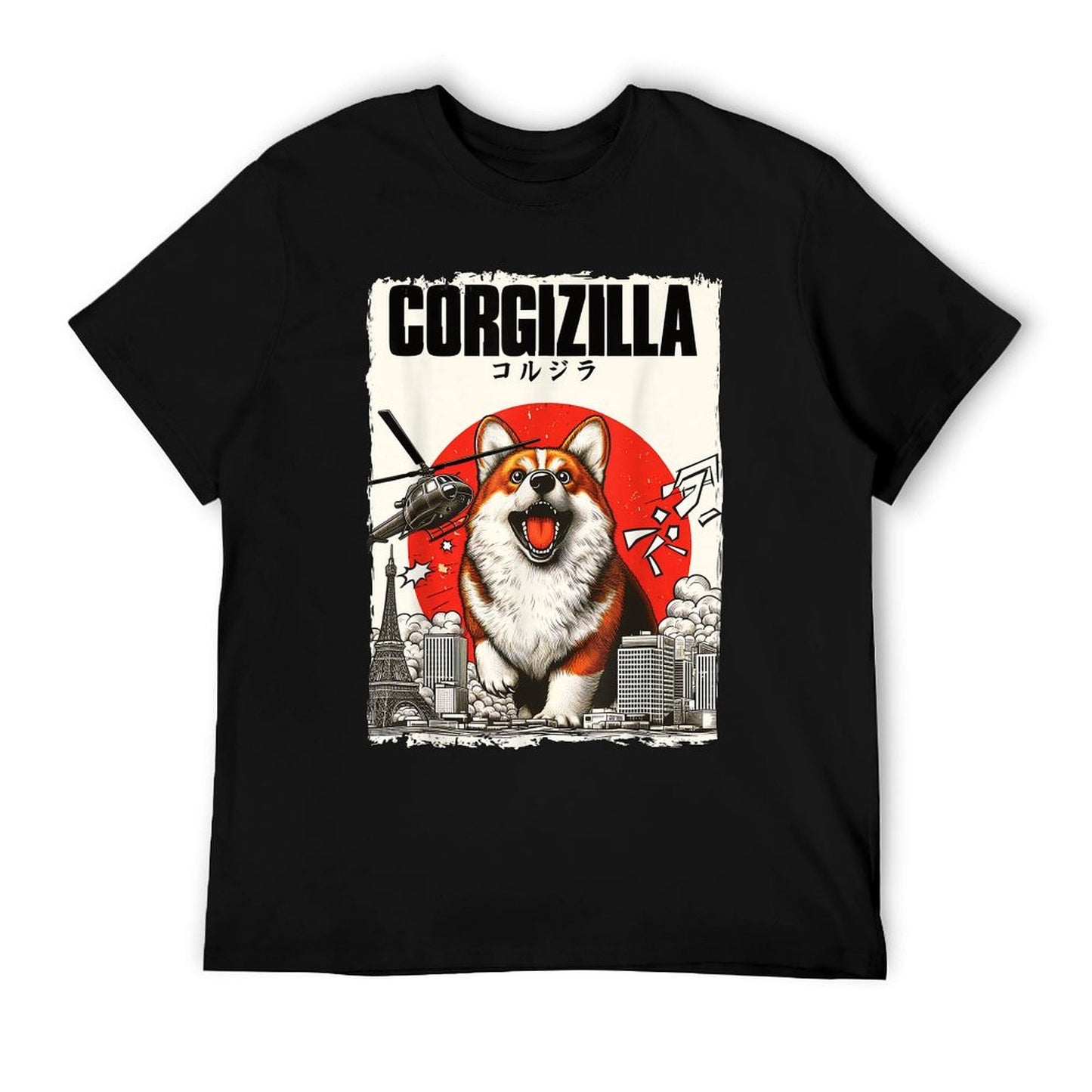 Feline Fashions Cat Apparel.USA CorgiZilla Parody Japanese Art Corgi Dog Mom Dad Unisex Adult T-Shirt