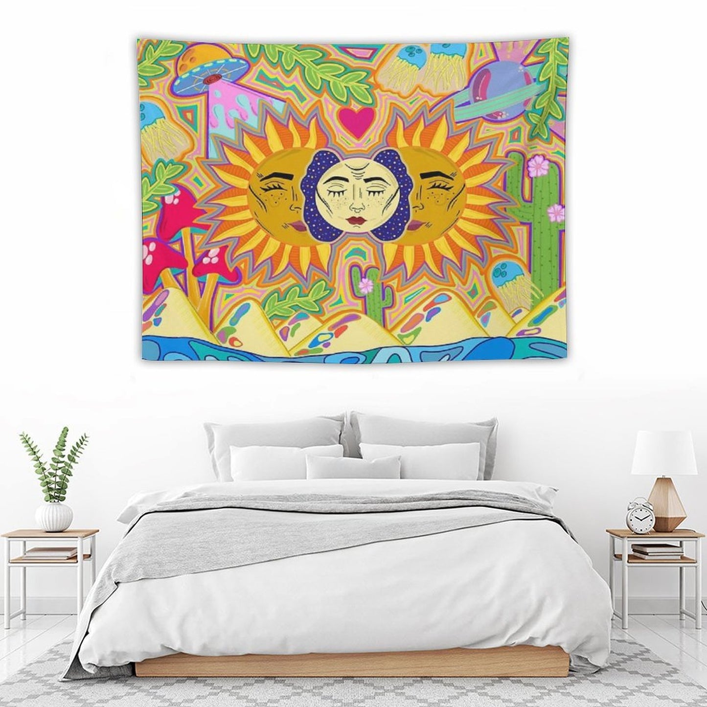 Sun And Moon Design Tapestry