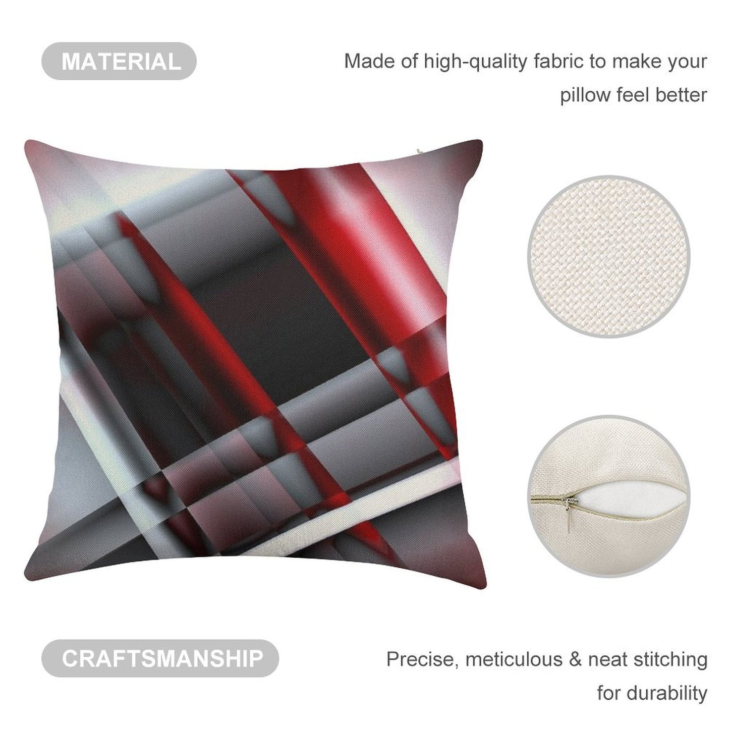 Decorative Red And White Linen Throw Pillow Cover