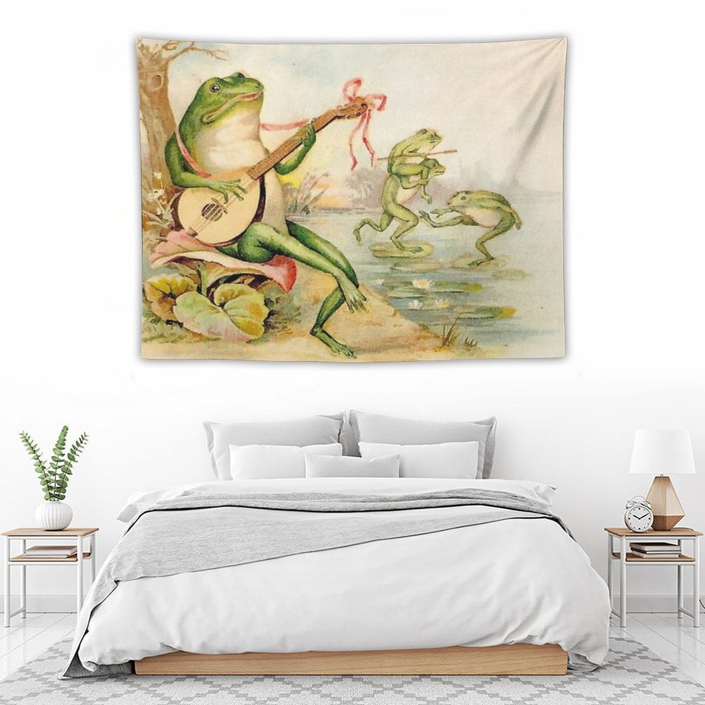 FROG STRUMMING Vintage Abstract Entertainment Print Tapestry