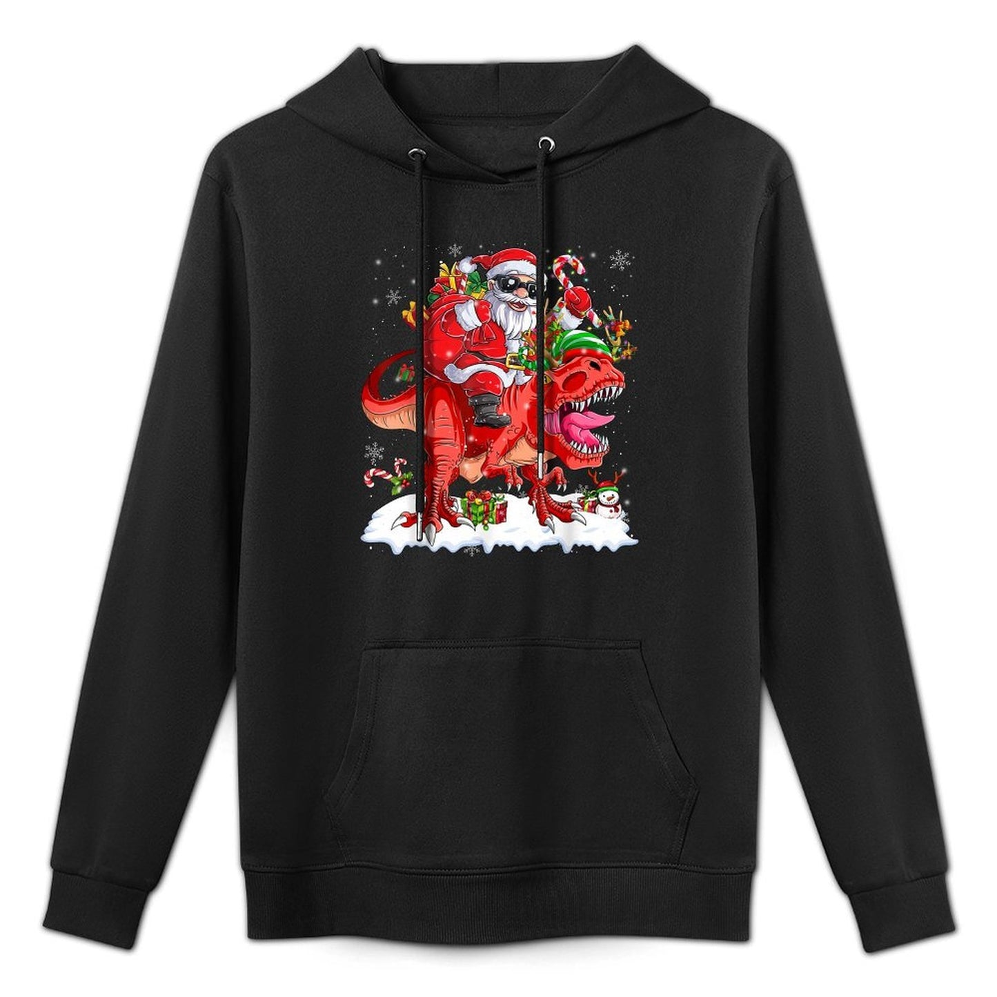 Santa Riding Dinosaur T Rex Christmas Kids Boys Men Xmas Casual Wear Hoodie