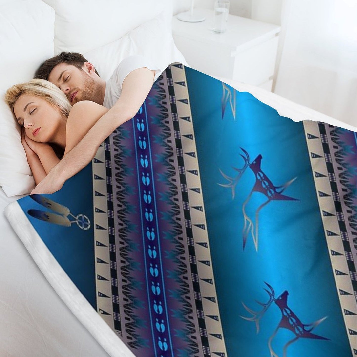 Elk Spirit (Blue) Throw Blanket