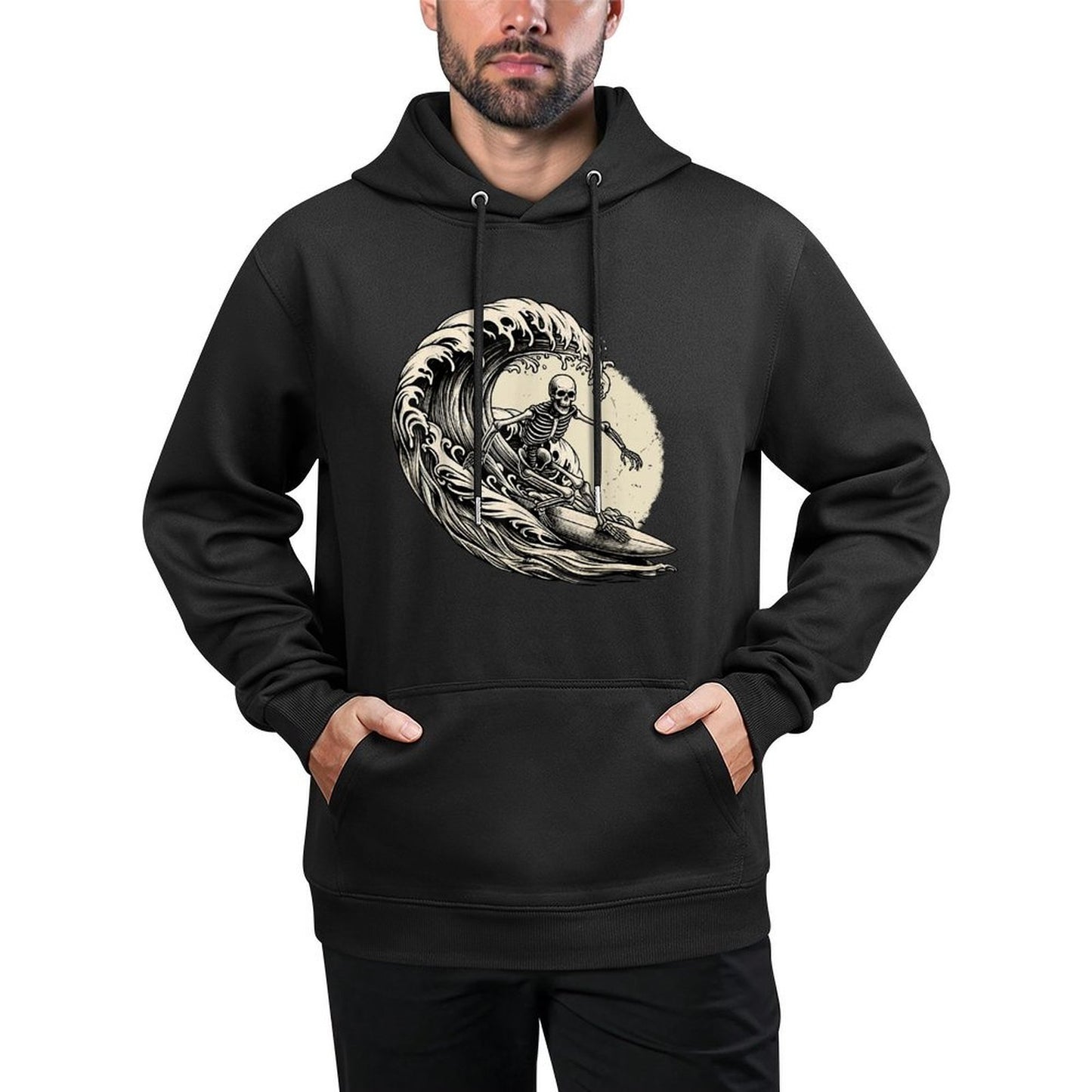 Skeleton Surfer Vintage Big Wave Surfing Funny Halloween Durable Construction Hoodie