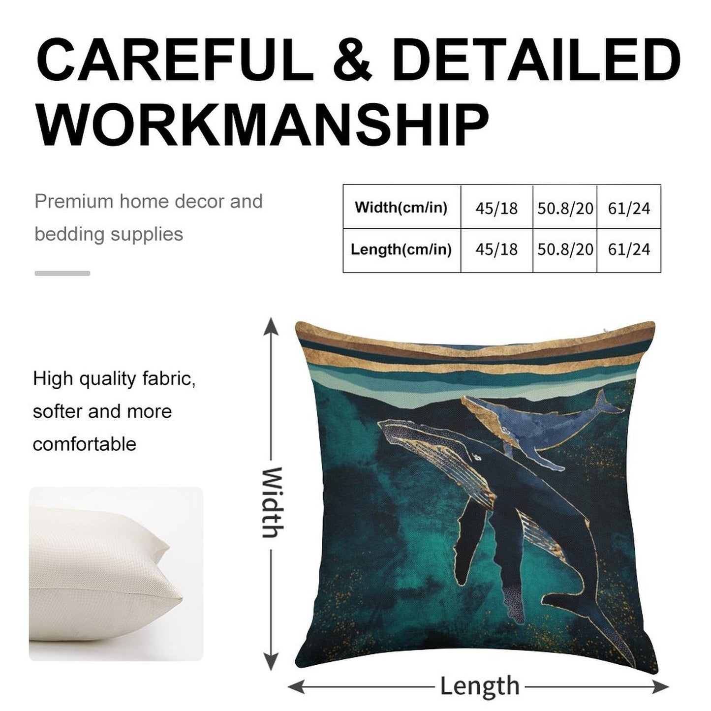 Moonlit Whales Linen Throw Pillow Cover