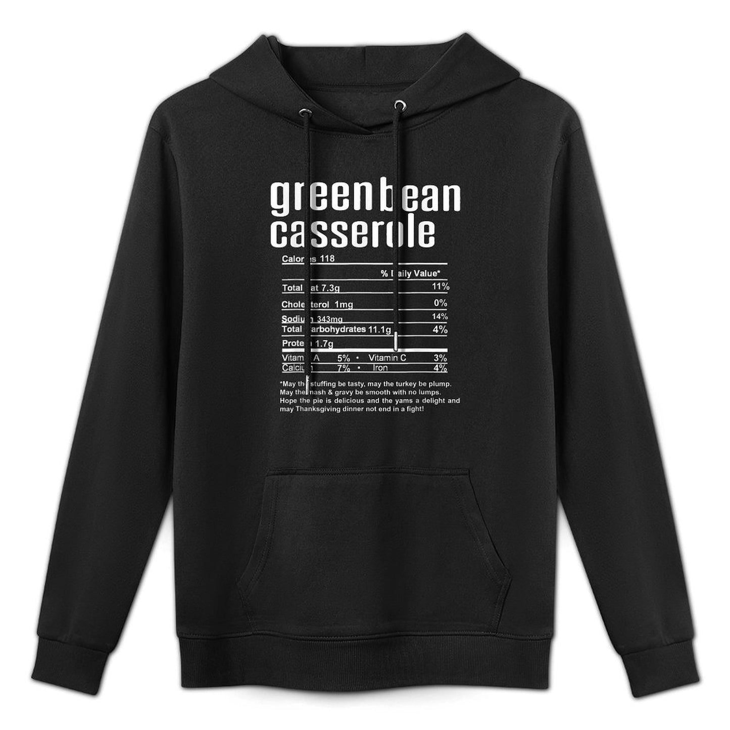 Thanksgiving Christmas Green Bean Casserole Nutritional Fact Kangaroo Pocket Hoodie