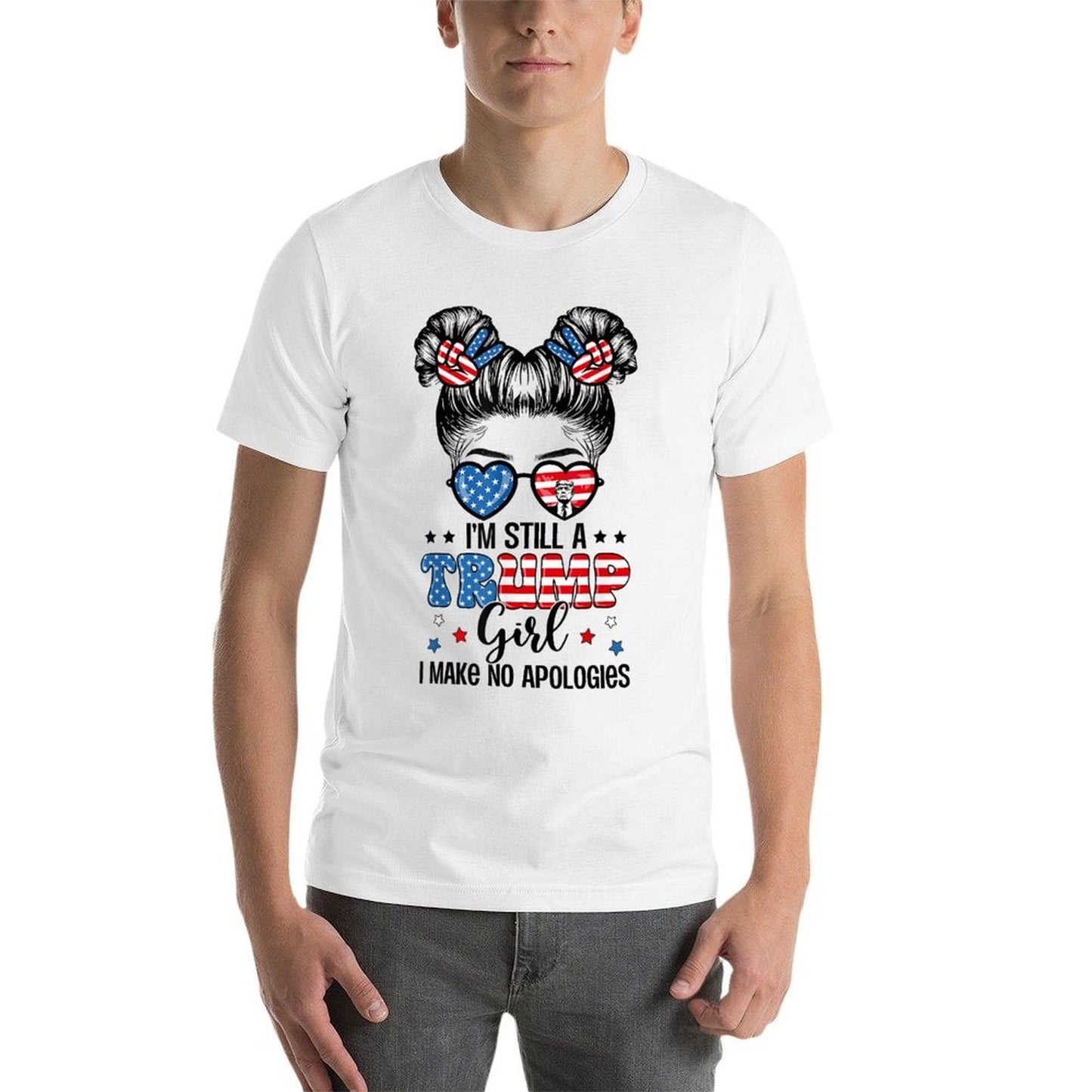 All American Trump Girl 4th Of July Messy Bun No Apologies Moisture-wicking T-Shirt