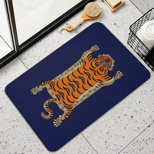 TIBETAN TIGER RUG-navy Blue Bath Mat