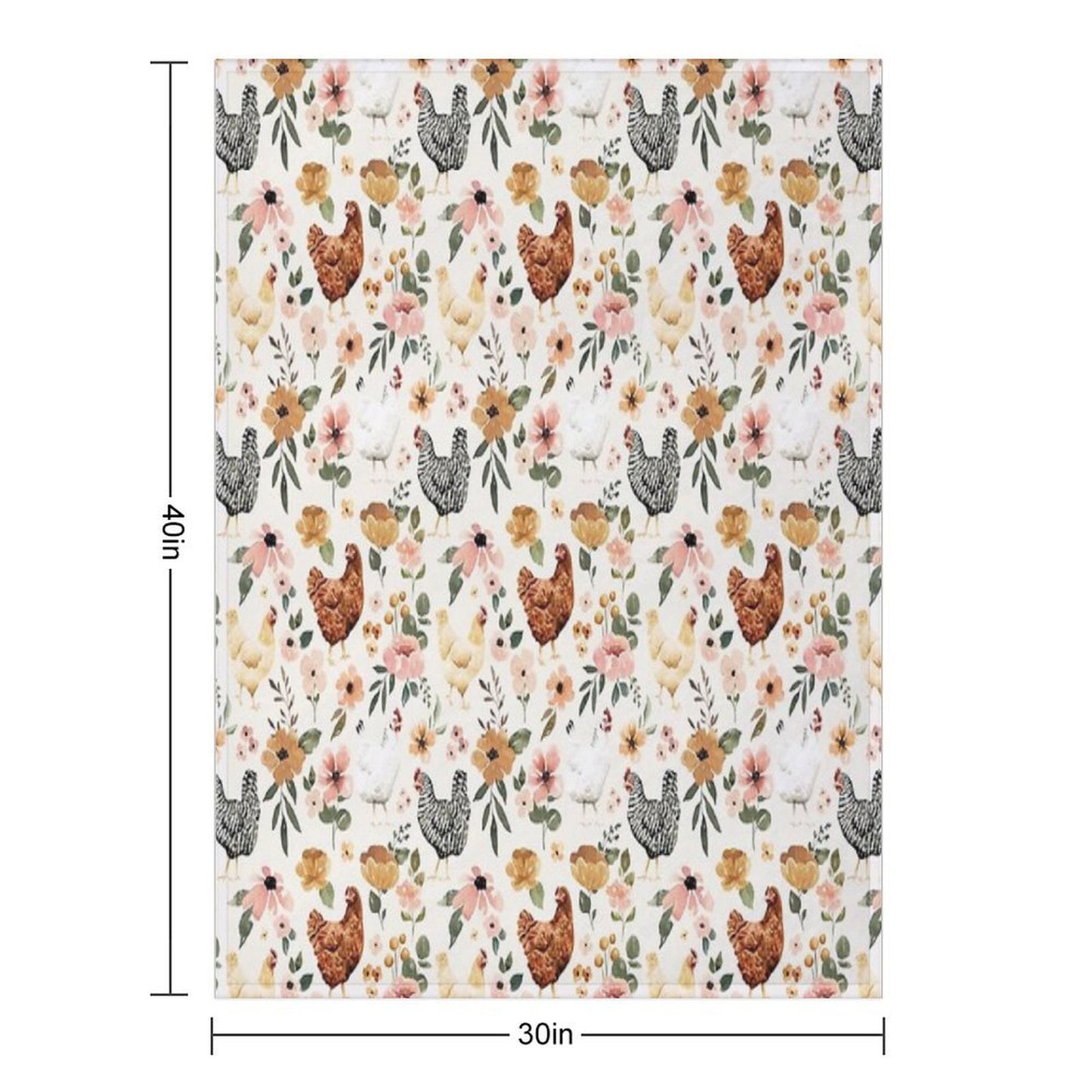 Watercolor Chicken Floral, Charlotte Floral Collection Throw Blanket