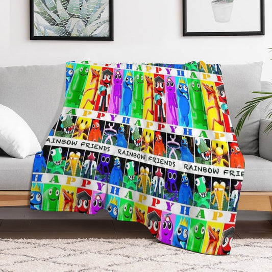 Rainbow Friends Happy Happy Throw Blanket