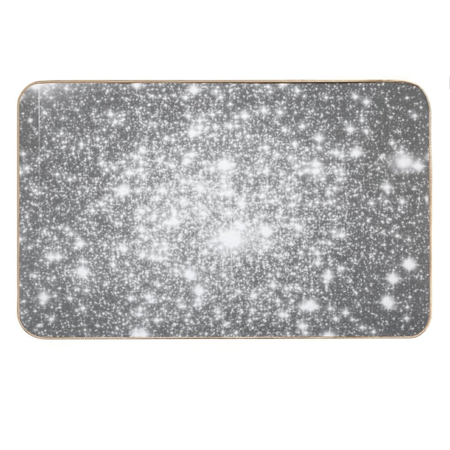 Galaxy Sparkle Stars Silver Gray Bath Mat