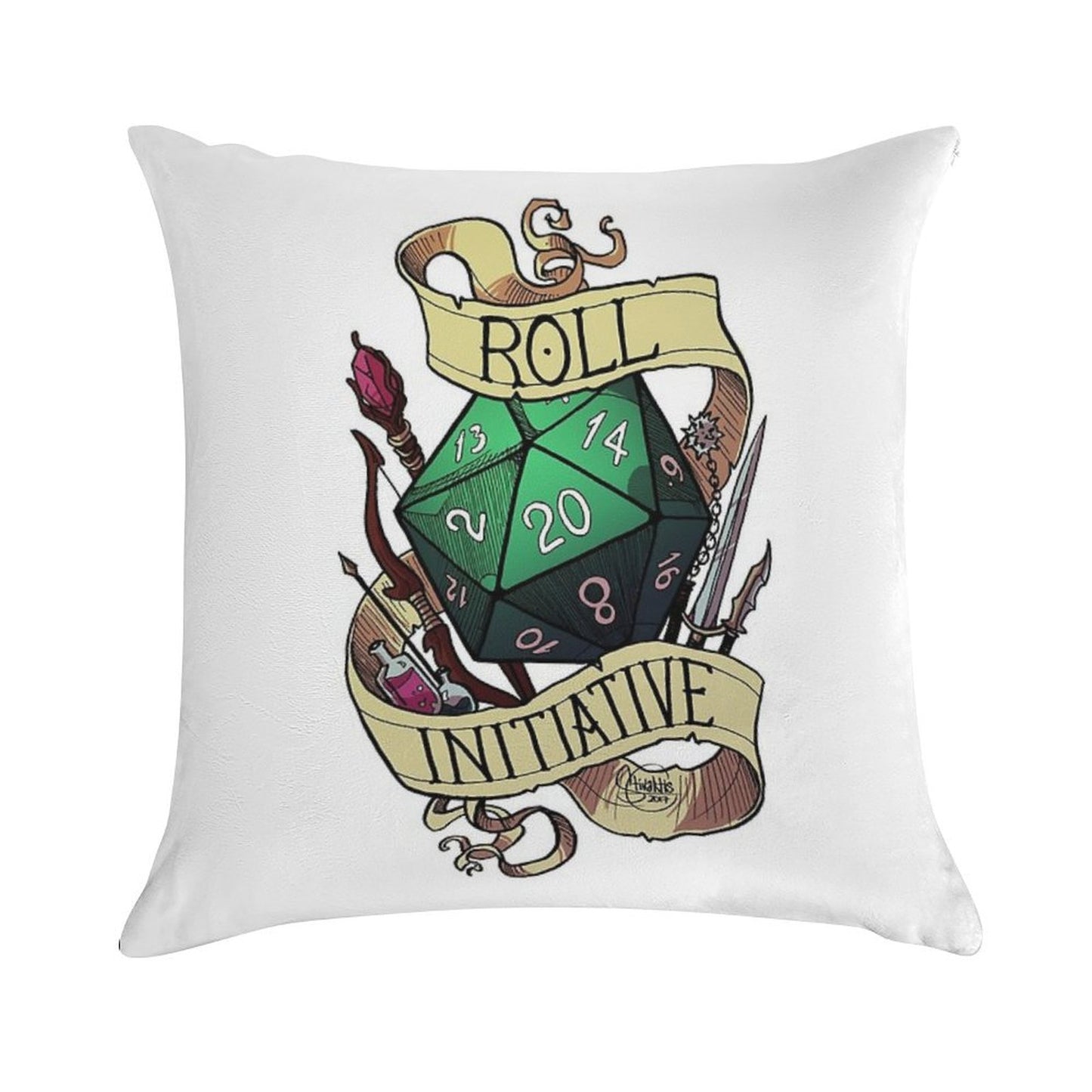 Roll Initiative Soft Decorative Cover Throw Pillow