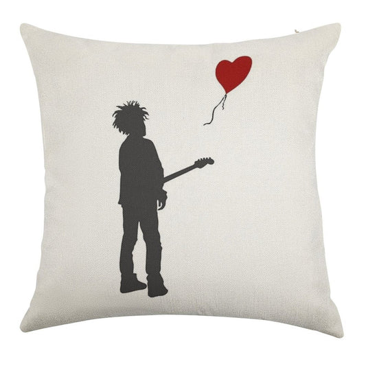 ROBERT THE CURE SMITH X BANKSY Linen Throw Pillow Cover