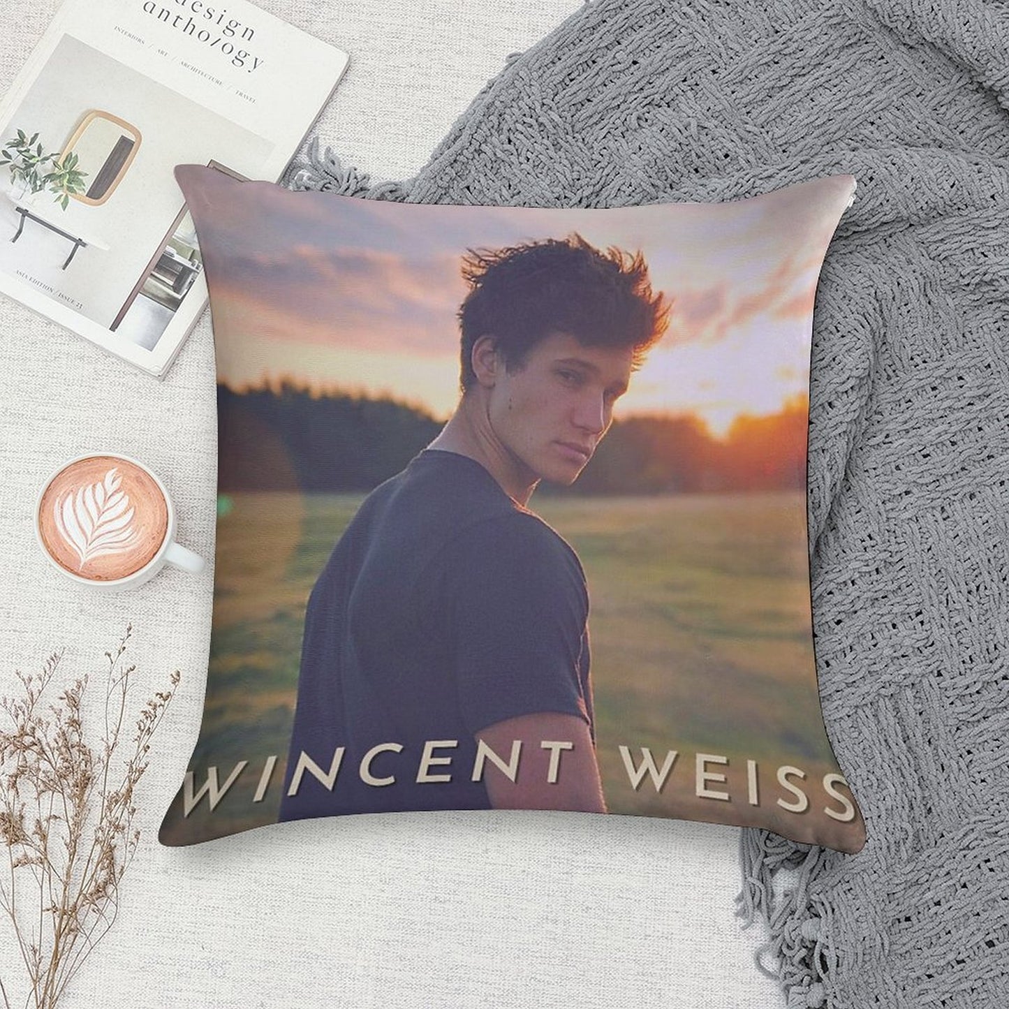 Wincent Weiss Vibes Soft Short Plush Fabric Throw Pillow