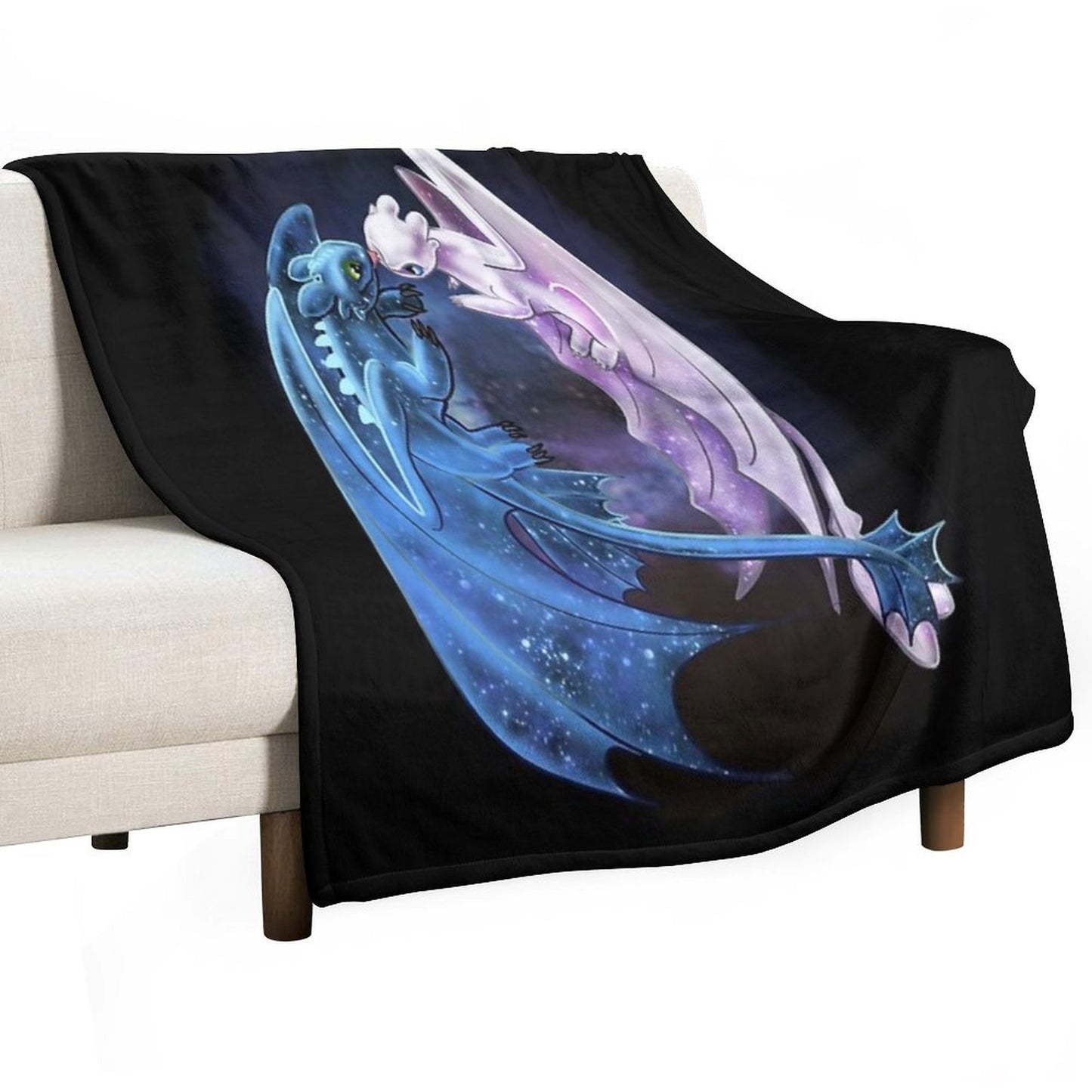 Dragon Heart - Starry Dragons - Toothless And Light Fury Throw Blanket