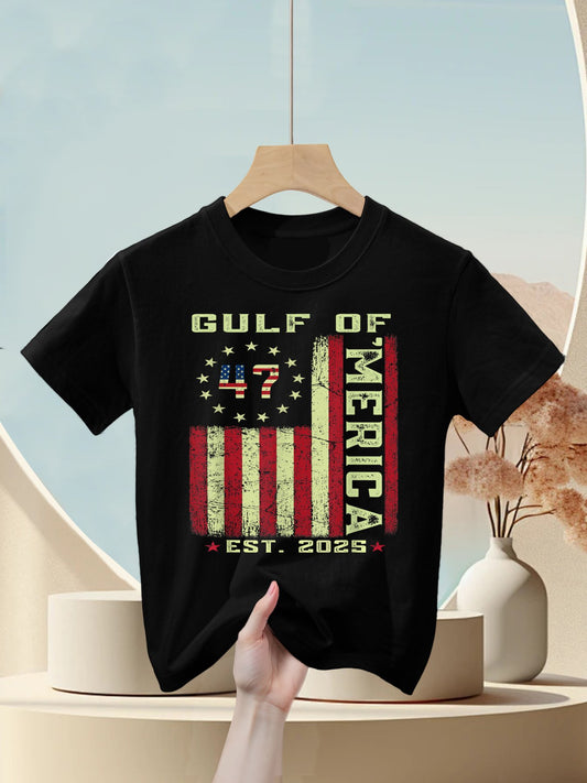 Gulf of 'Merica US Patriotic 2025 Kids T-Shirt