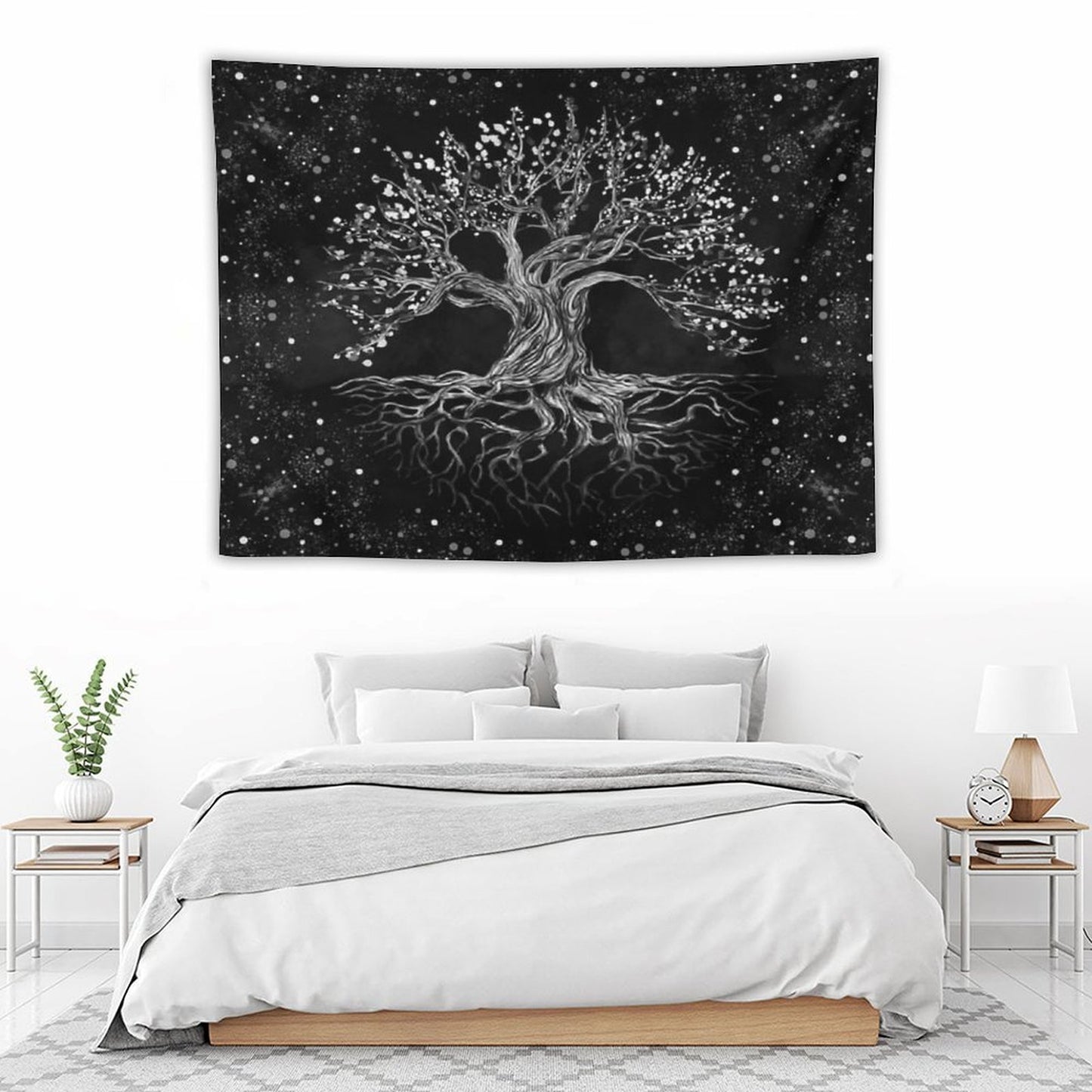 Tree of Life Drawing Black And White Tapestry
