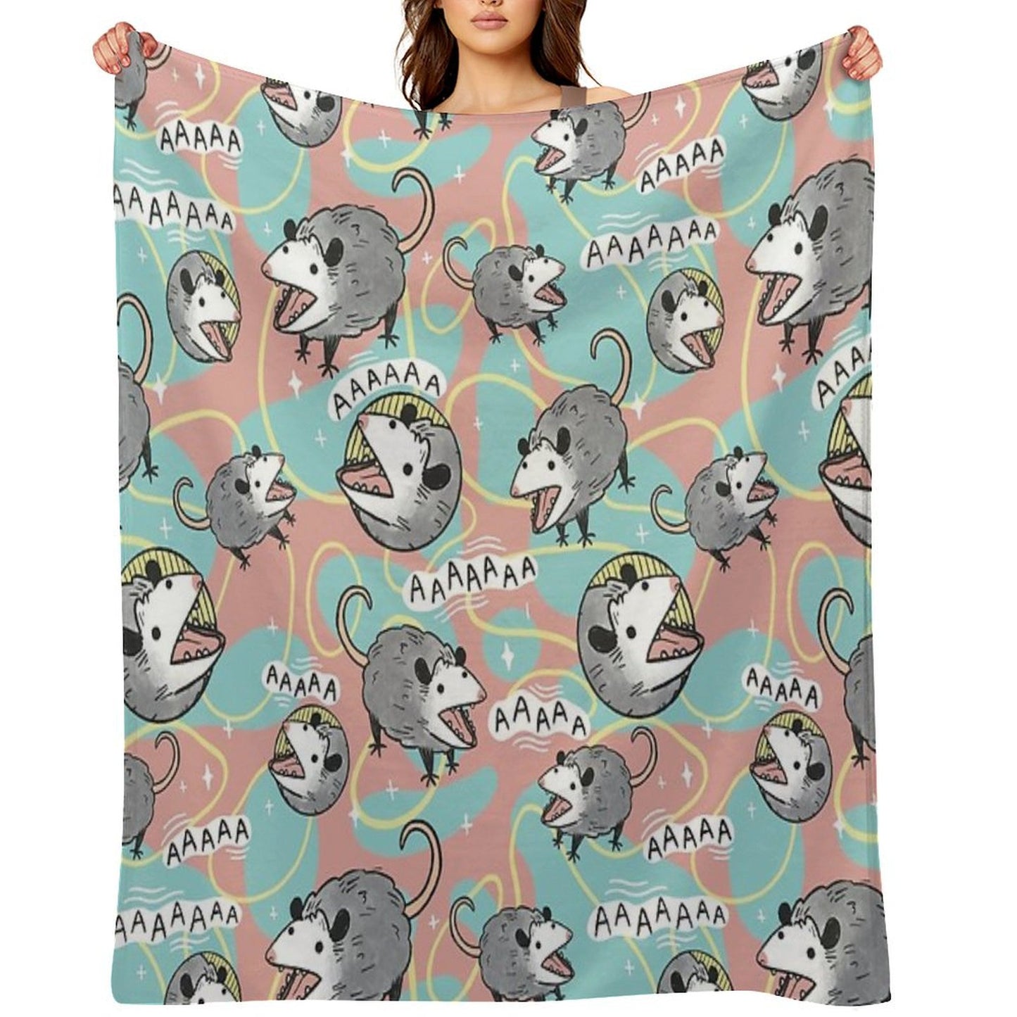 Opossum Screm Throw Blanket