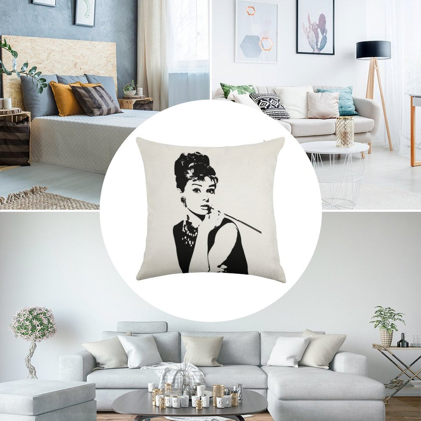 Audrey Hepburn - An Icon Linen Throw Pillow Cover