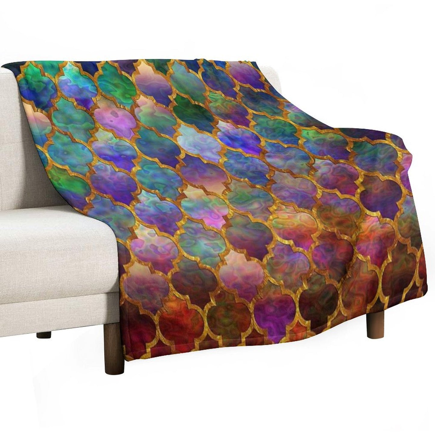 Arabic Moroccan Mosaic Pattern Throw Blanket
