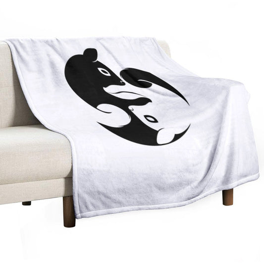 Yin Yang Squirrel - Zen Yoga Symbol Throw Blanket