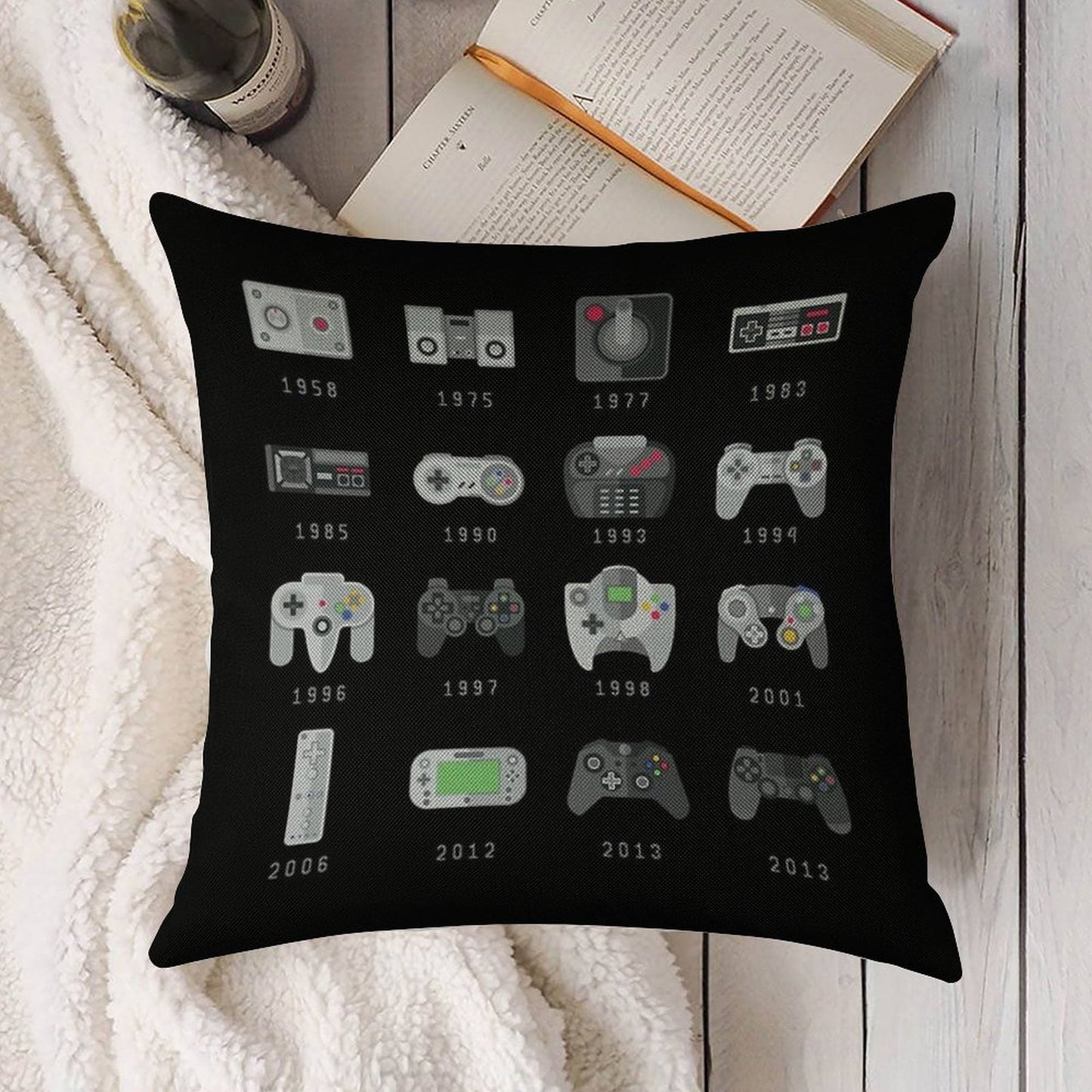 Geek Gaming Controllers Linen Throw Pillow Cover