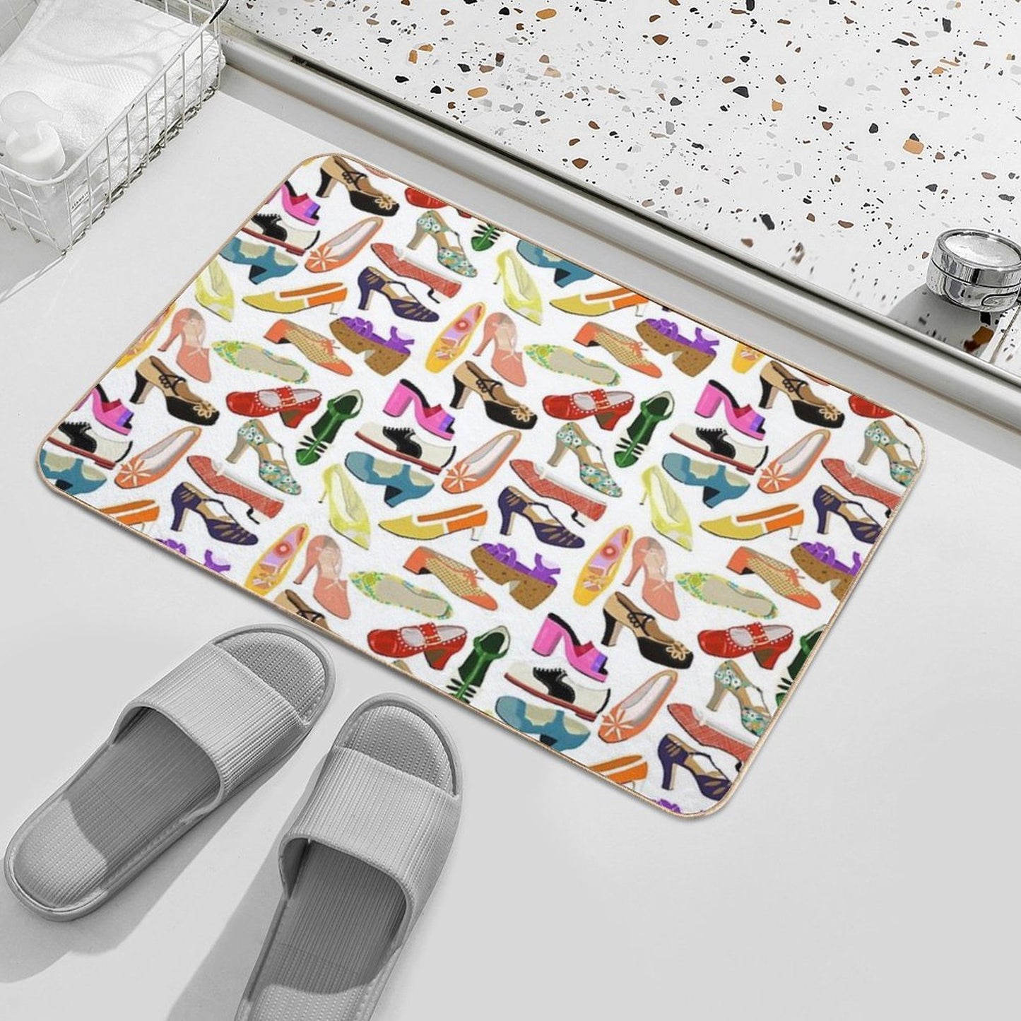 Vintage Shoe Collection Easy To Clean Bath Mat