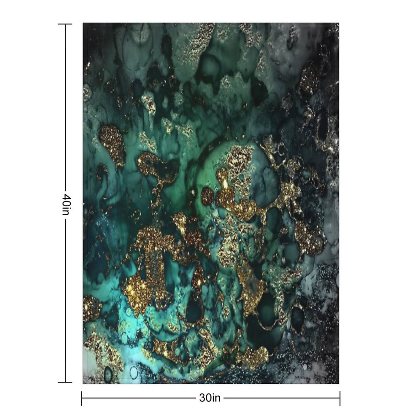 Gold Indigo Faux Malachite Marble Throw Blanket