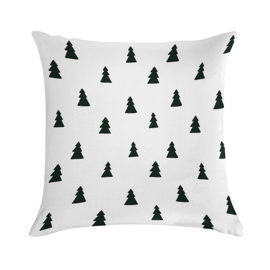 Black Modern Christmas Tree Pattern Soft Reinforced Edging Throw Pillow
