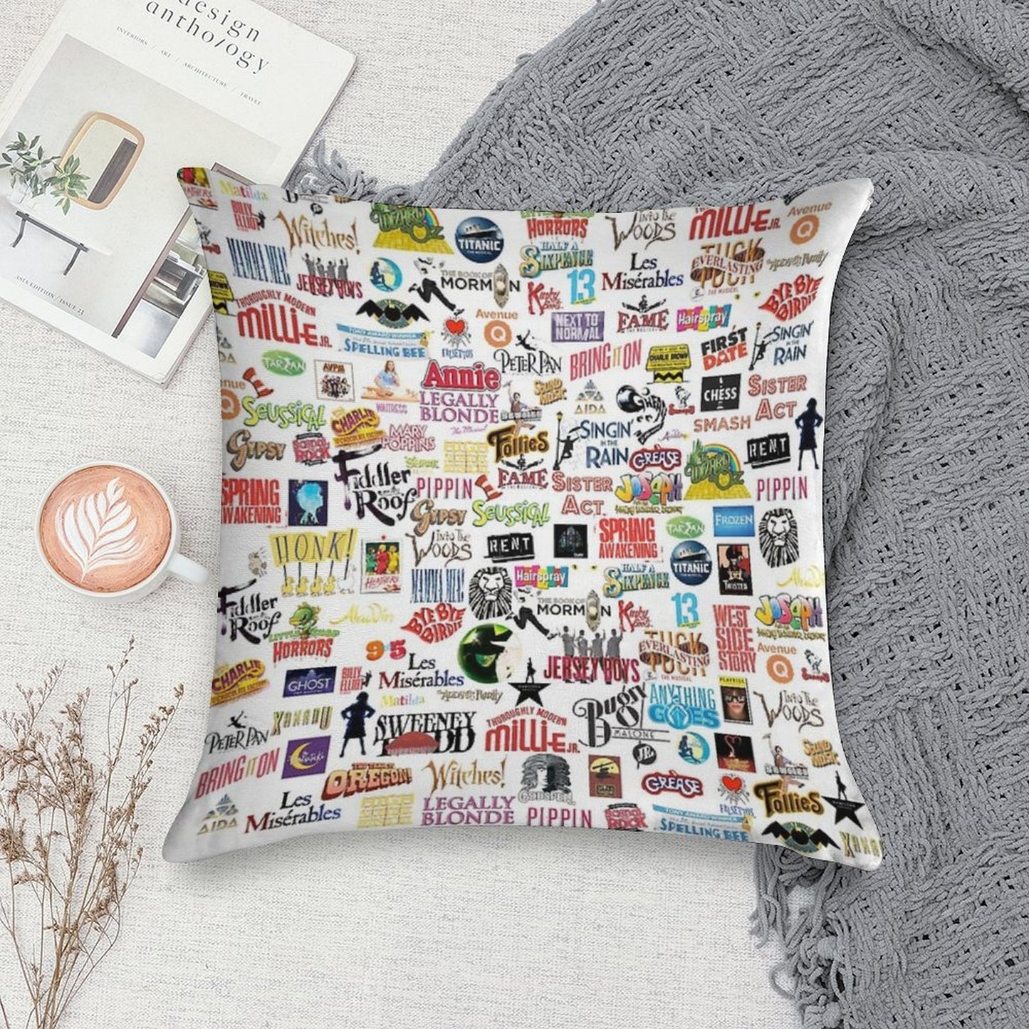 Musical Logos Soft Anti-Pilling Throw Pillow