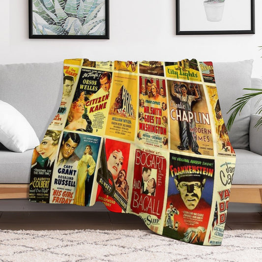 Vintage Hollywood Classic Movie Posters Throw Blanket