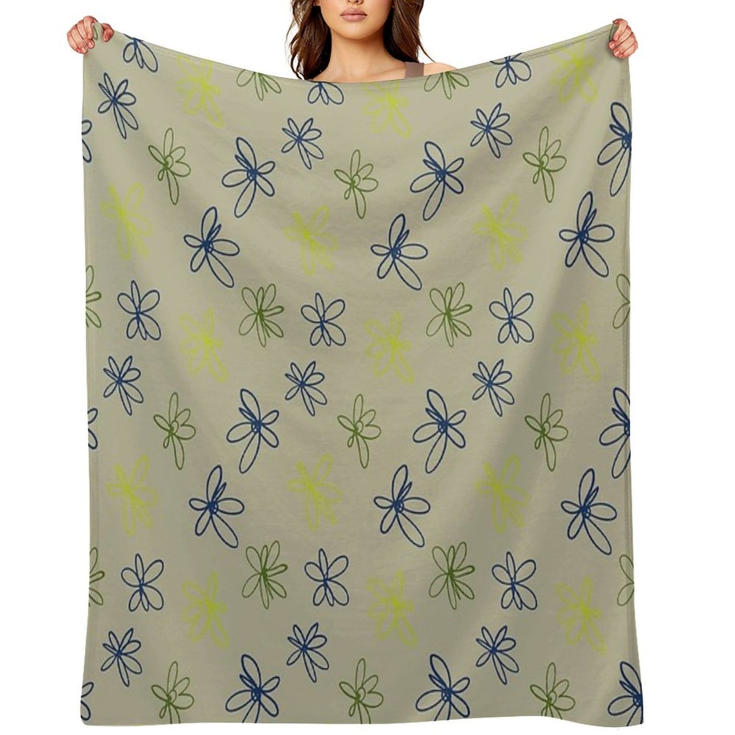 Daisy Whispers - Minimalist Leaf Pattern Throw Blanket