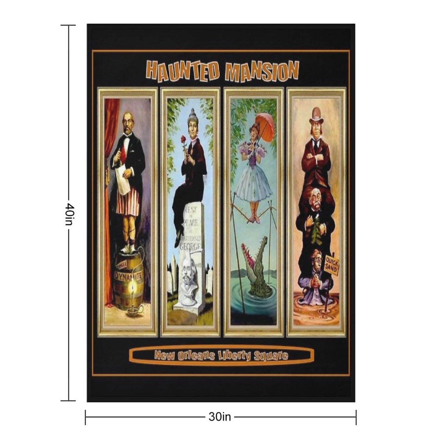HAUNTED MANSION Vintage New Orleans Liberty Square Prints. Throw Blanket