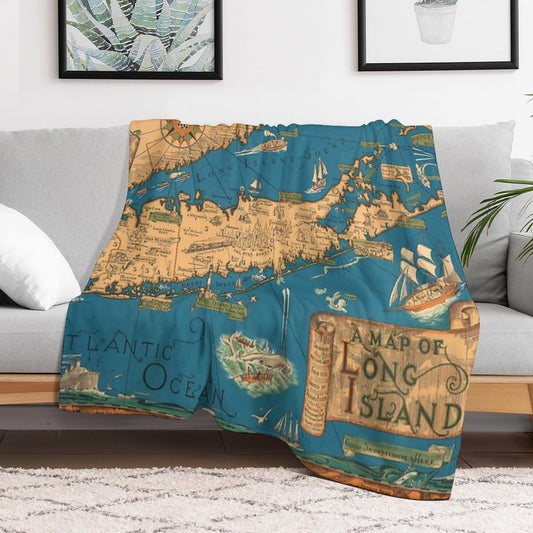 1953 Long Island Map - Special Gift Idea Throw Blanket