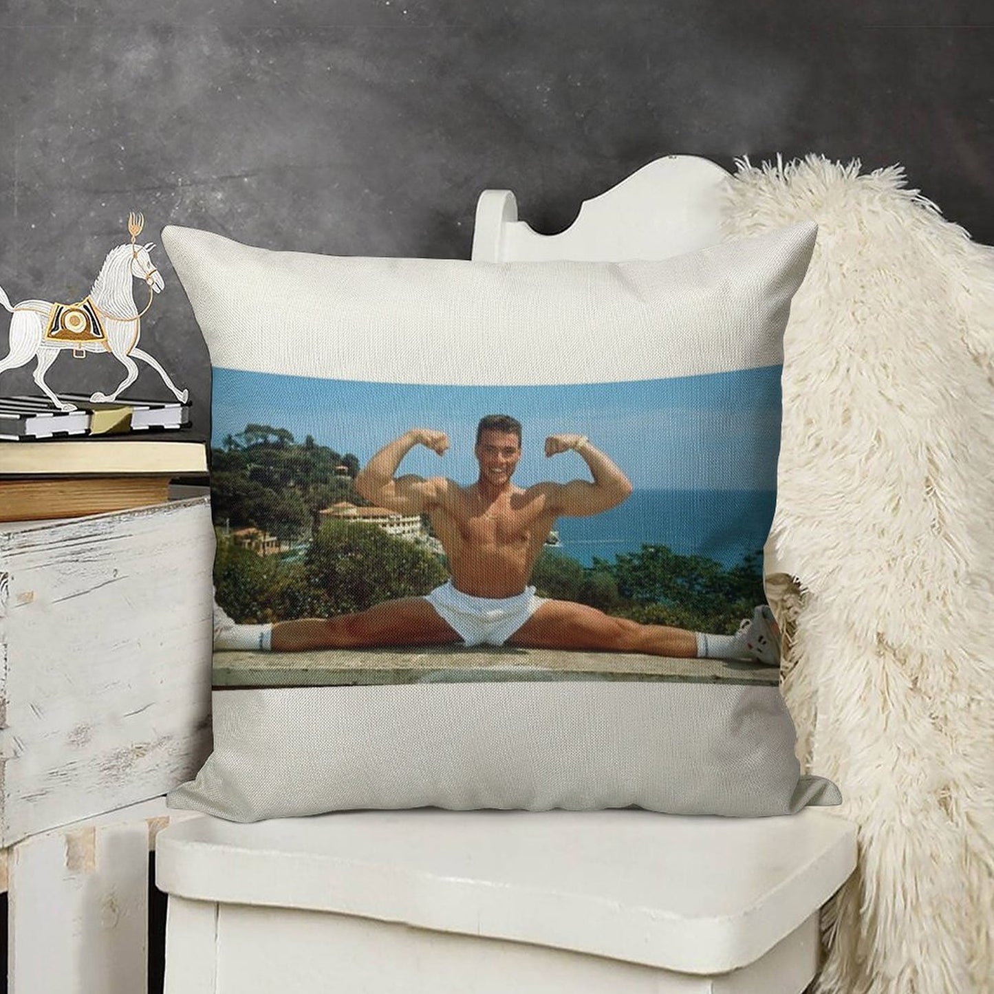 Jean Claude Van Damme Splits Linen Throw Pillow Cover